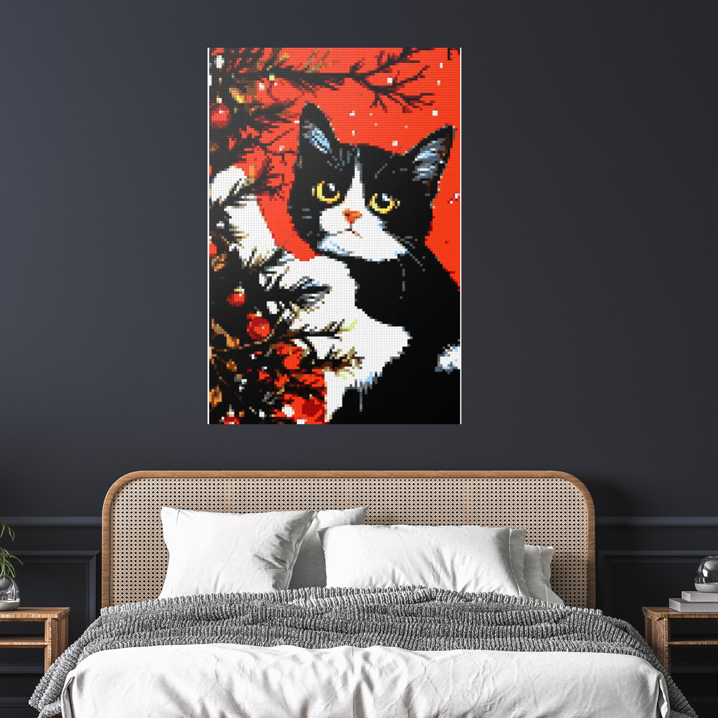 Cats love the Christmas tree mosaic