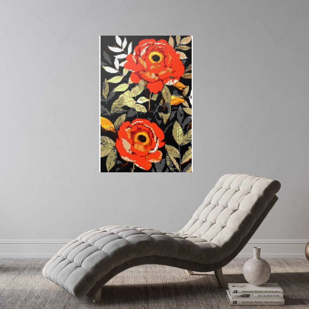 Peonies nature art mosaic