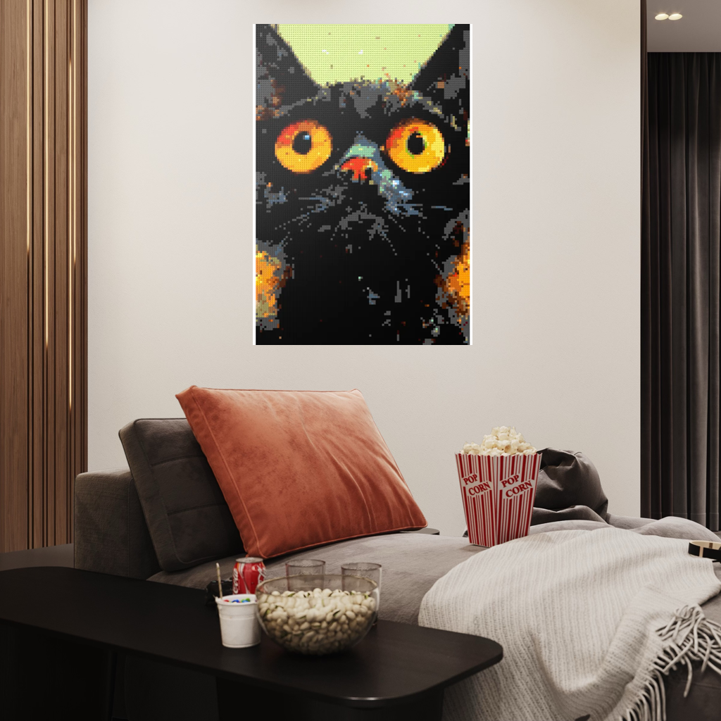 Black cat with yellow eyes