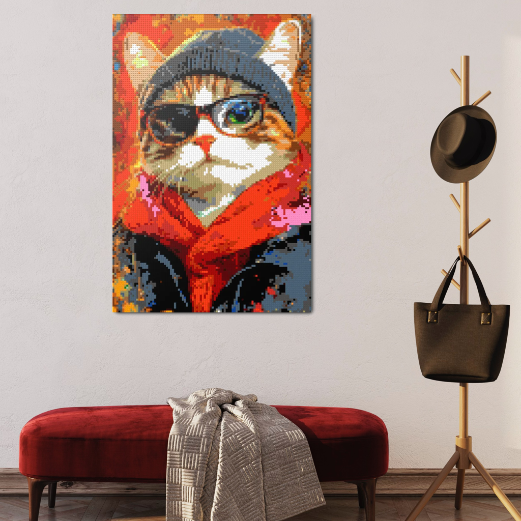 Hipster cat Oscar mosaic