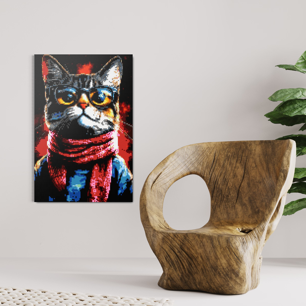 Hipster cat John mosaic