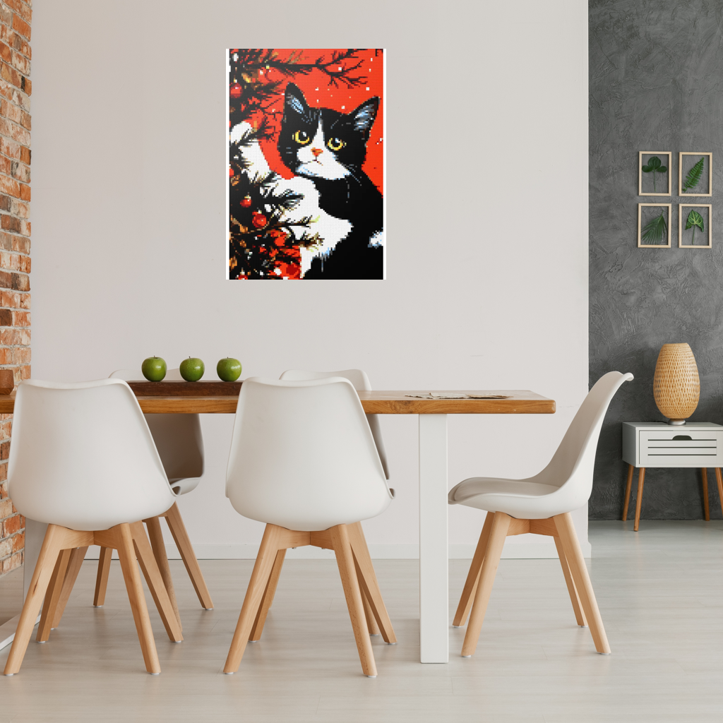 Cats love the Christmas tree mosaic