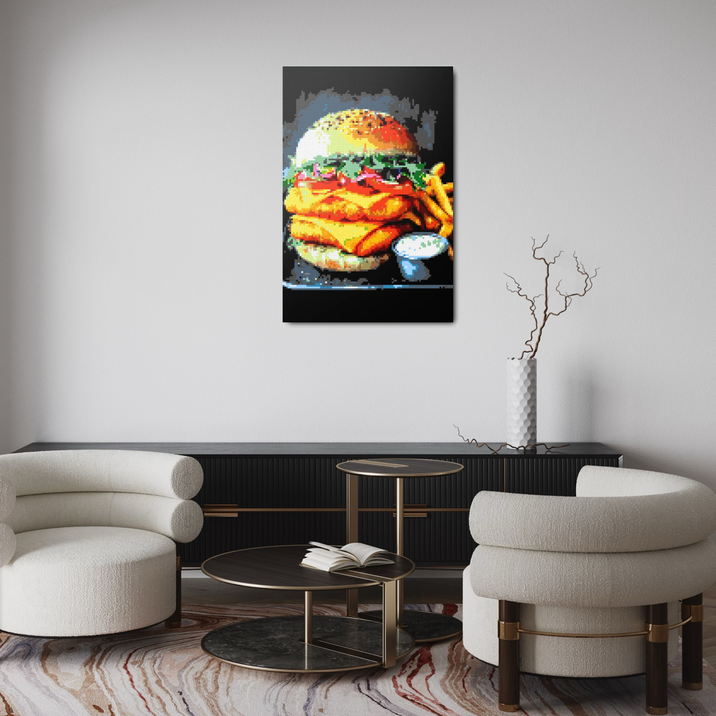 Cheesburger and fries mosaic