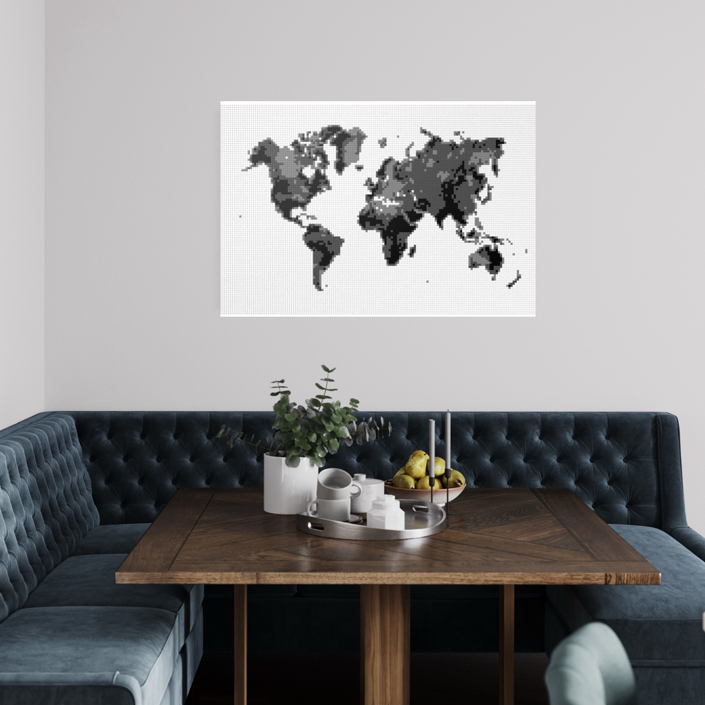 Black and white world map mosaics