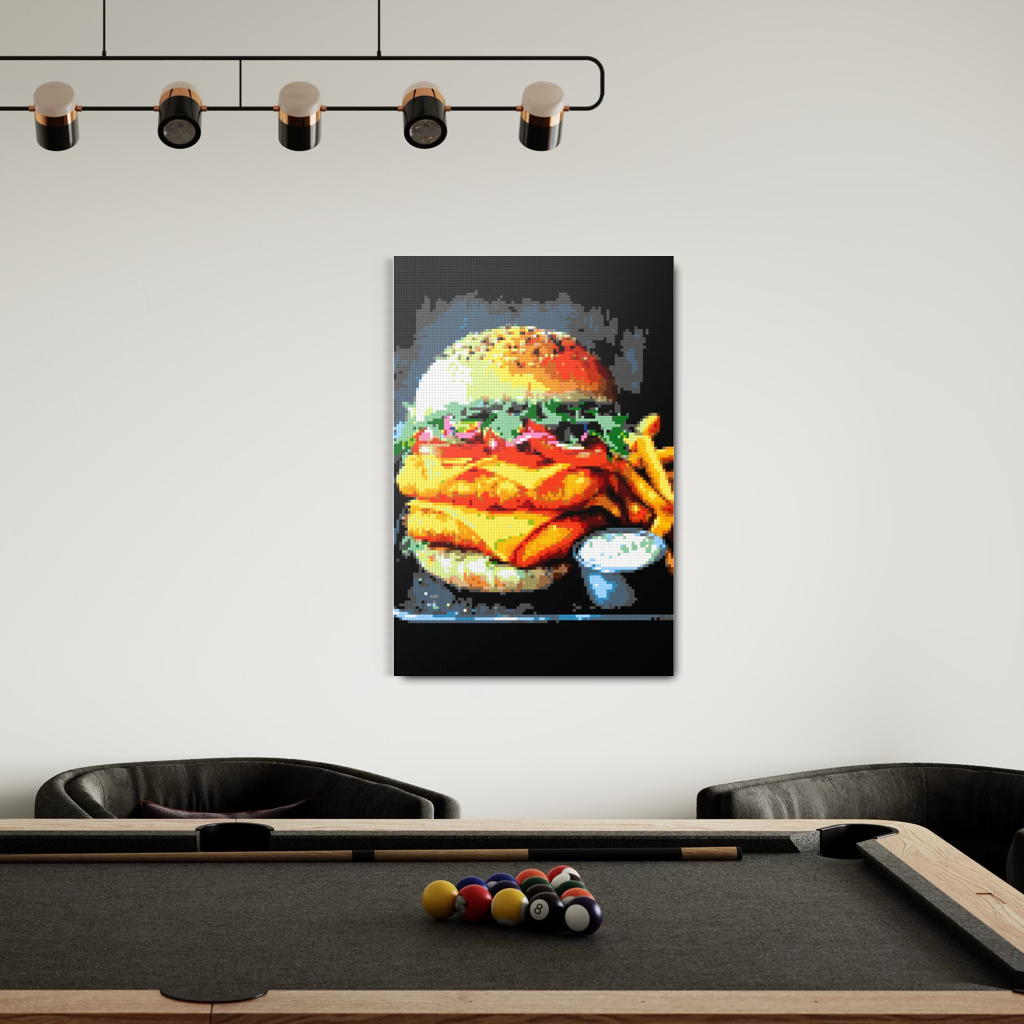 Cheesburger and fries mosaic