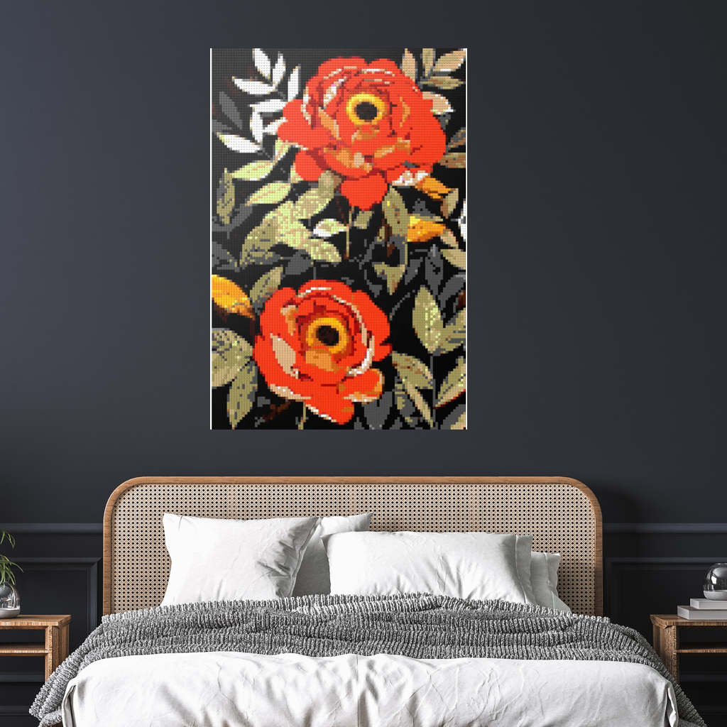 Peonies nature art mosaic