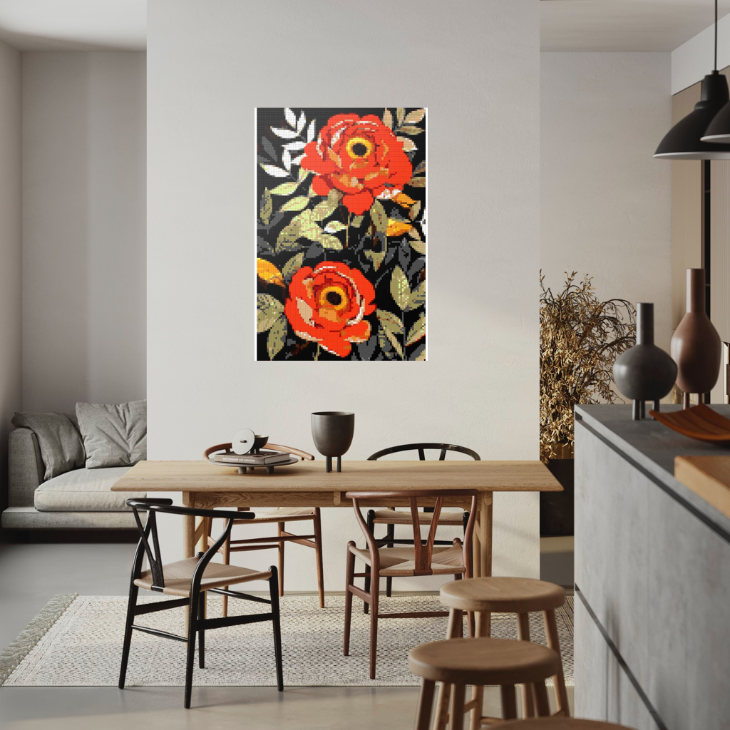 Peonies nature art mosaic
