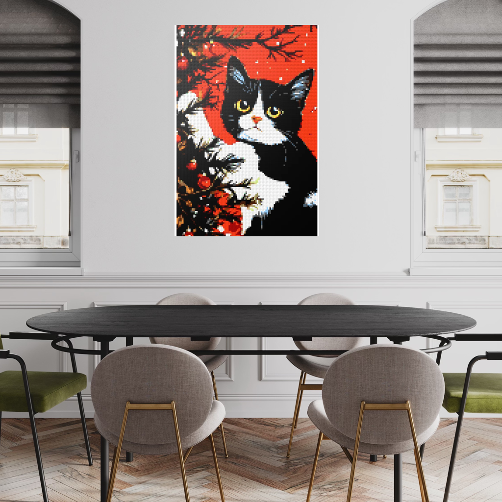 Cats love the Christmas tree mosaic