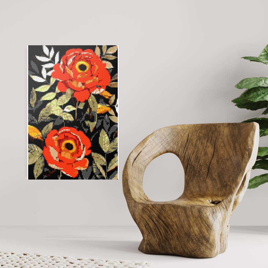 Peonies nature art mosaic