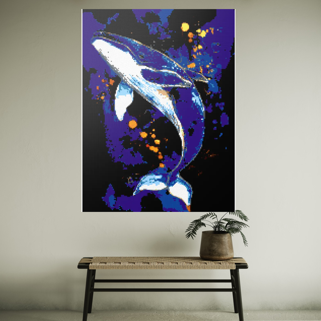 A whale in the depths of the ocean mosaic
