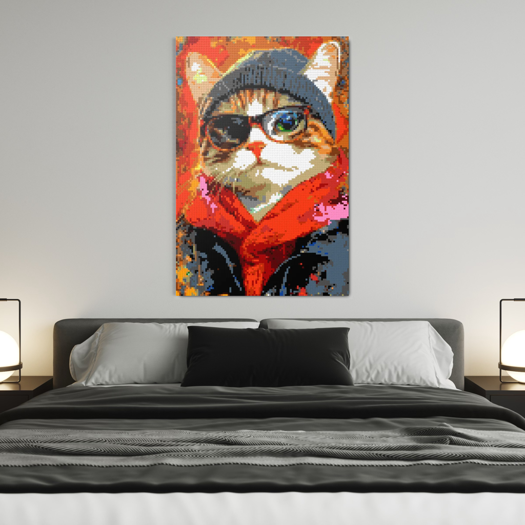 Hipster cat Oscar mosaic