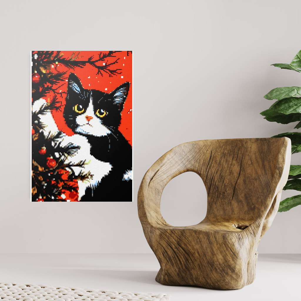 Cats love the Christmas tree mosaic