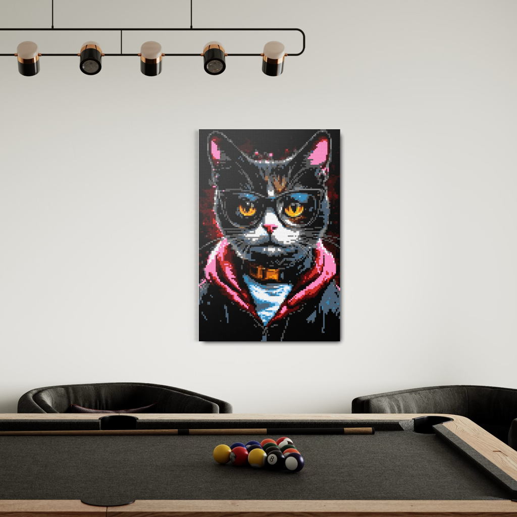 Hipster cat Jeff mosaic