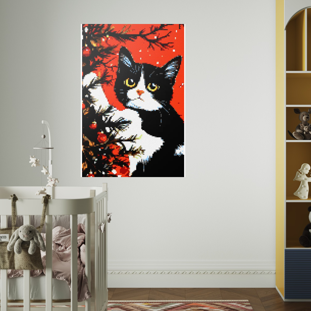 Cats love the Christmas tree mosaic