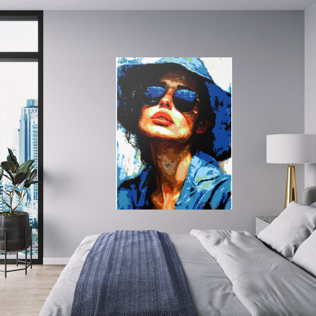 Woman in blue hat mosaic