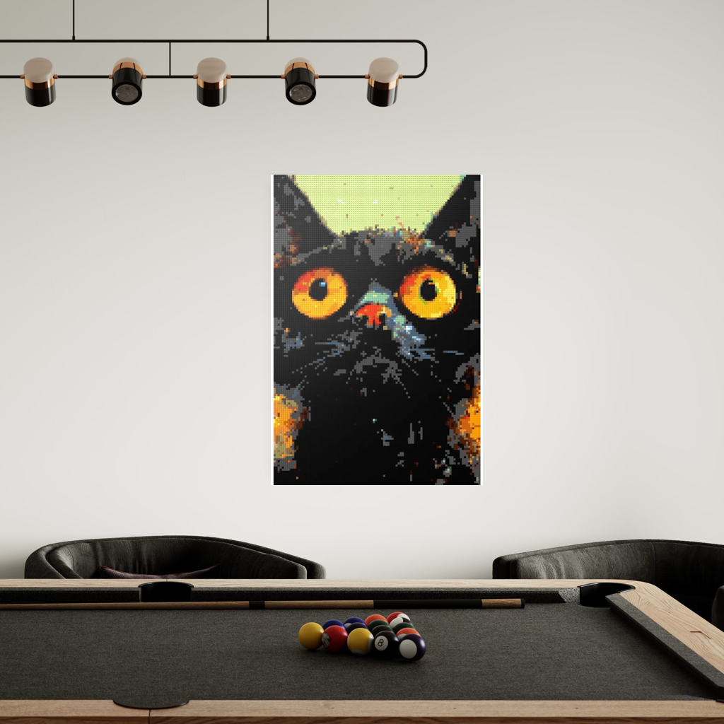 Black cat with yellow eyes