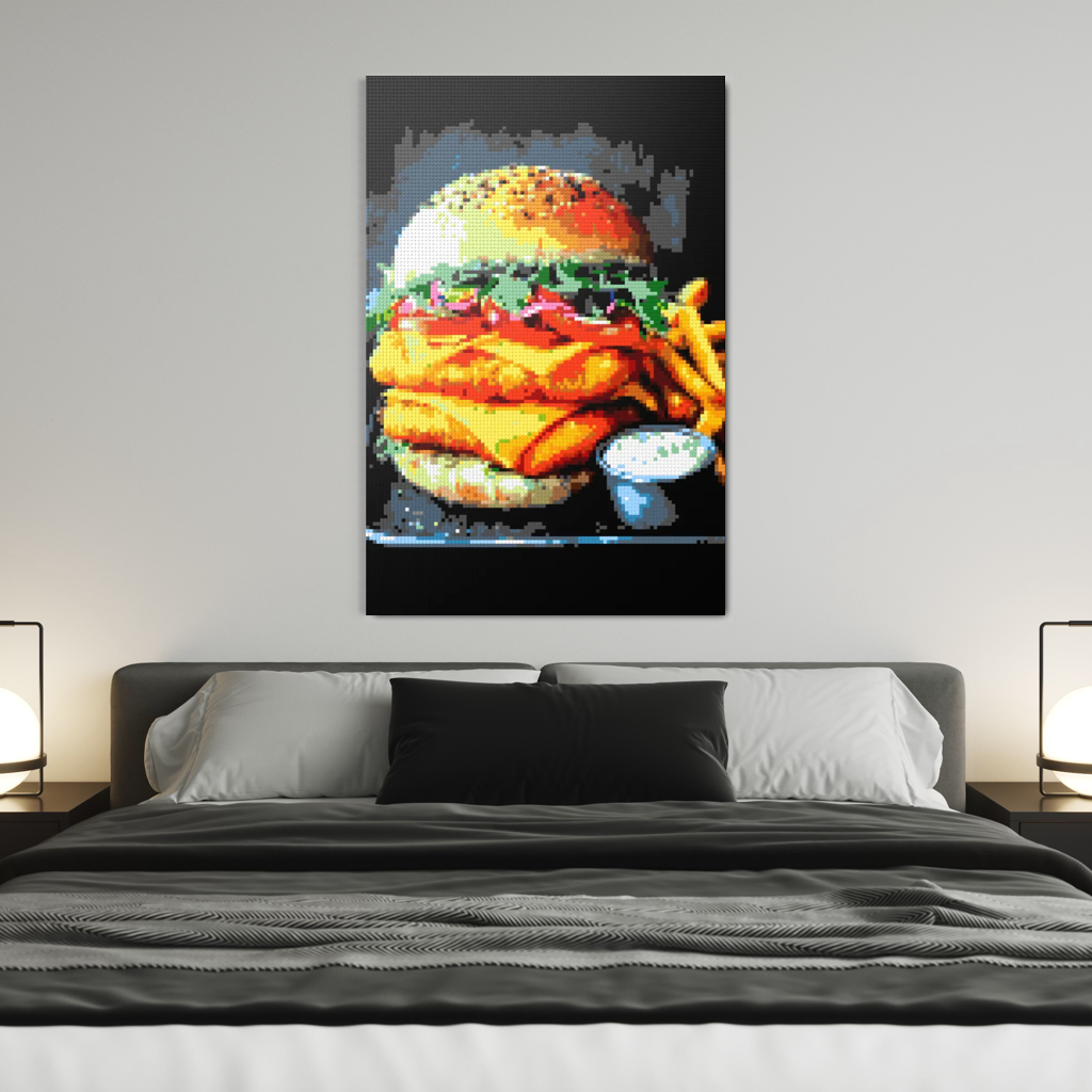 Cheesburger and fries mosaic