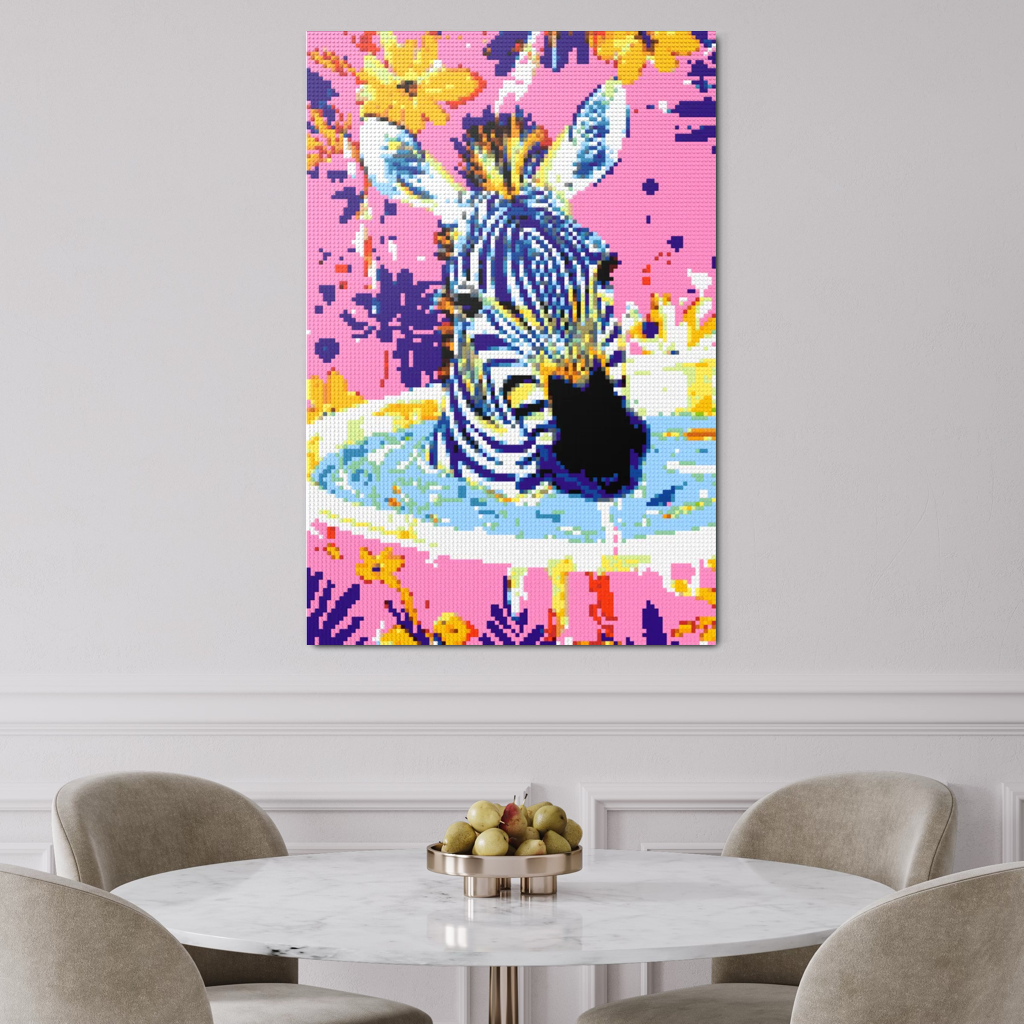 Zebra taking bath mosaic