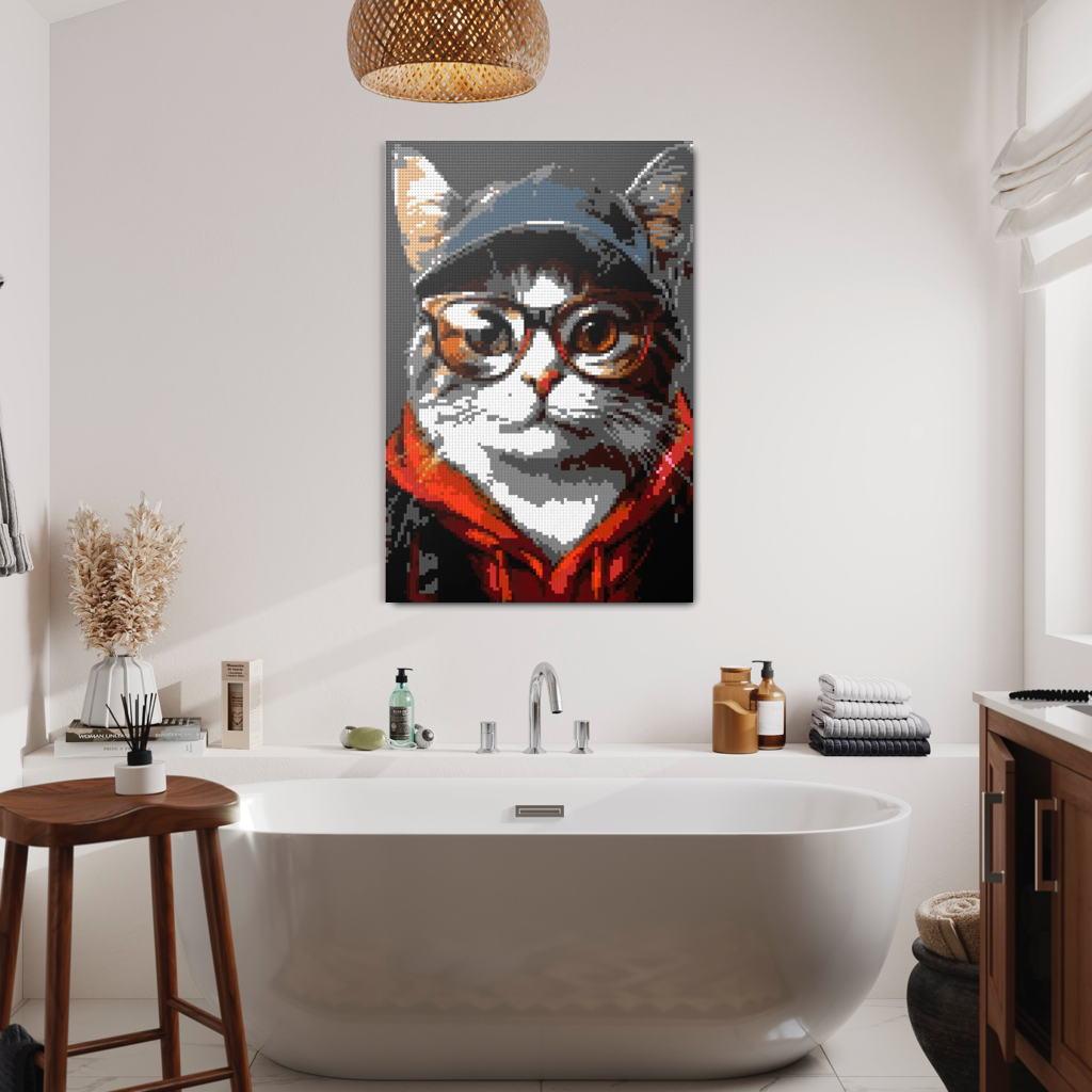 Hipster cat Charlie mosaic