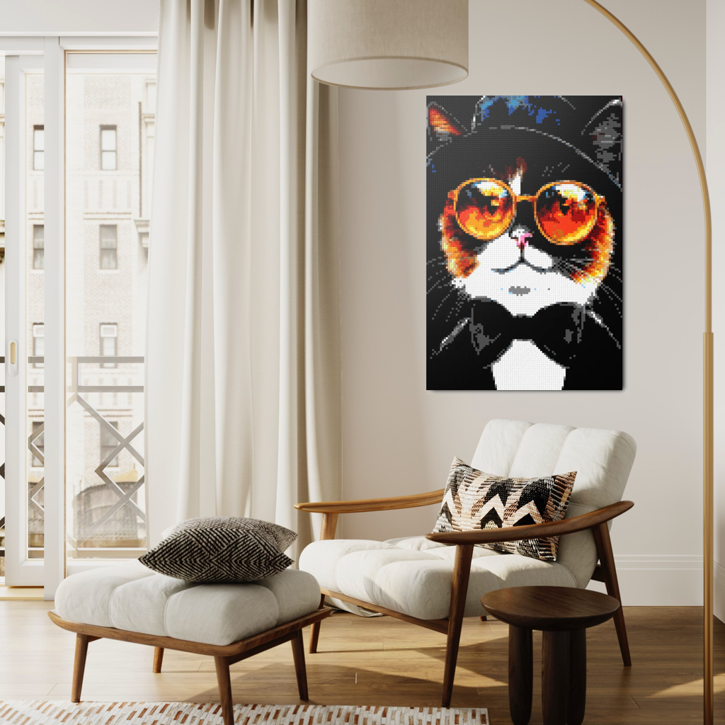 Hipster cat Ciri mosaic