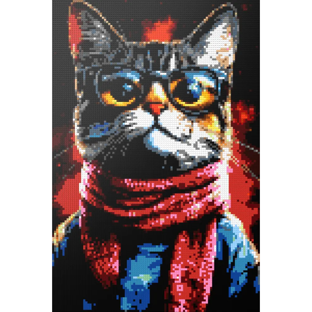 Hipster cat John mosaic
