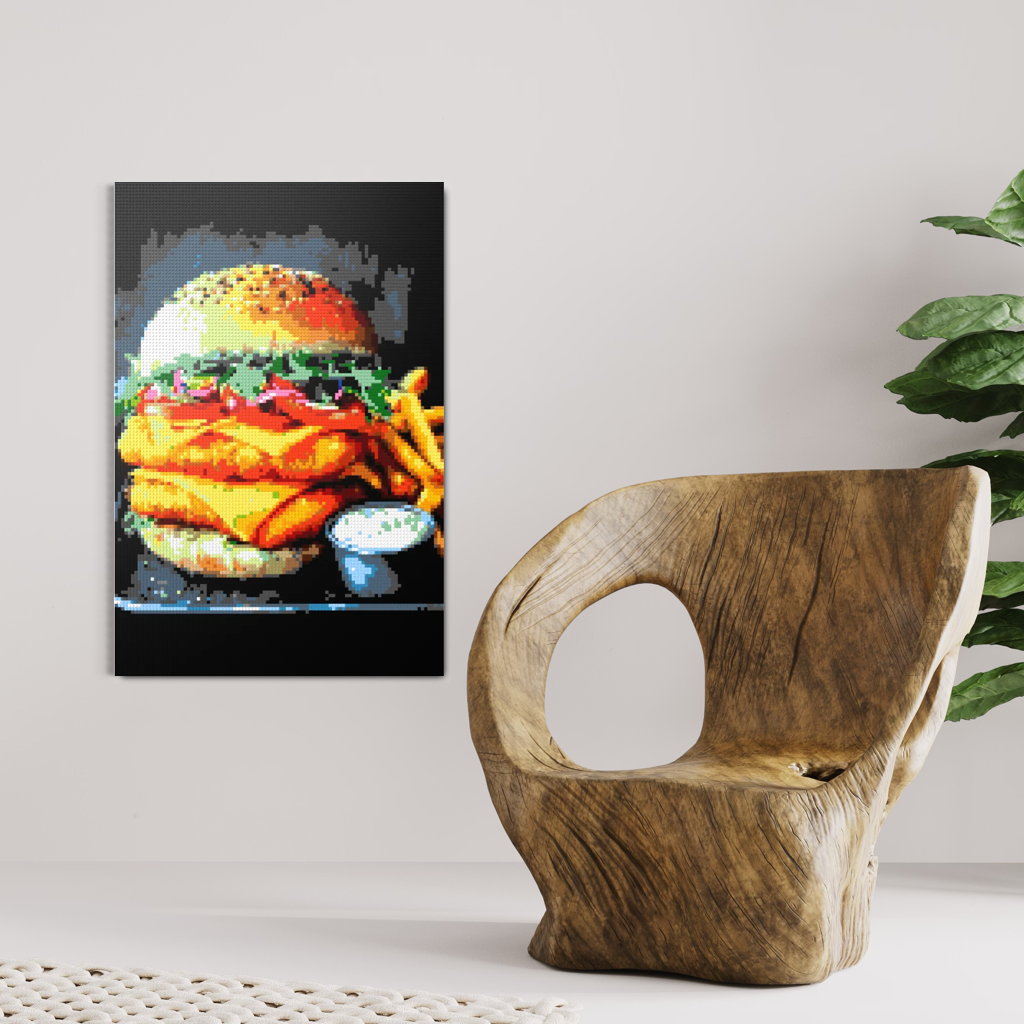 Cheesburger and fries mosaic