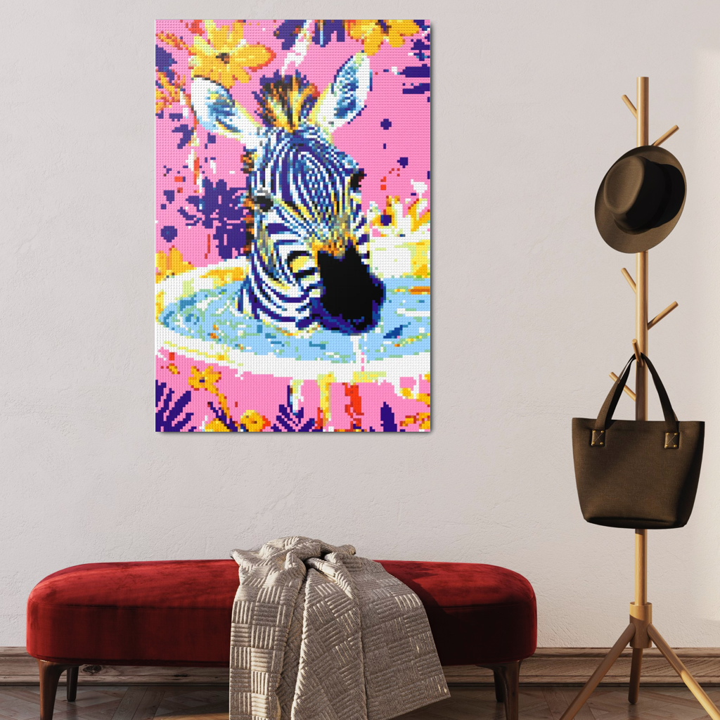 Zebra taking bath mosaic