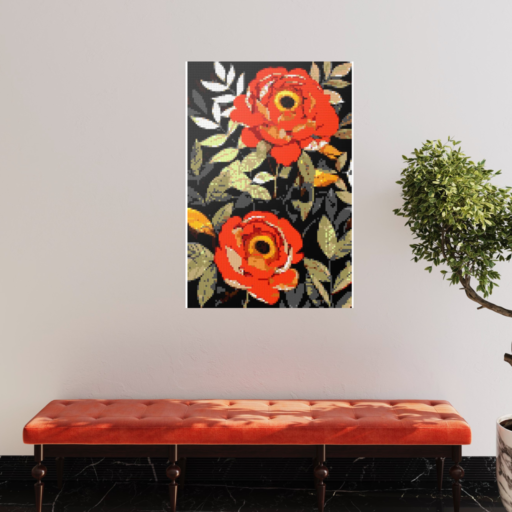Peonies nature art mosaic