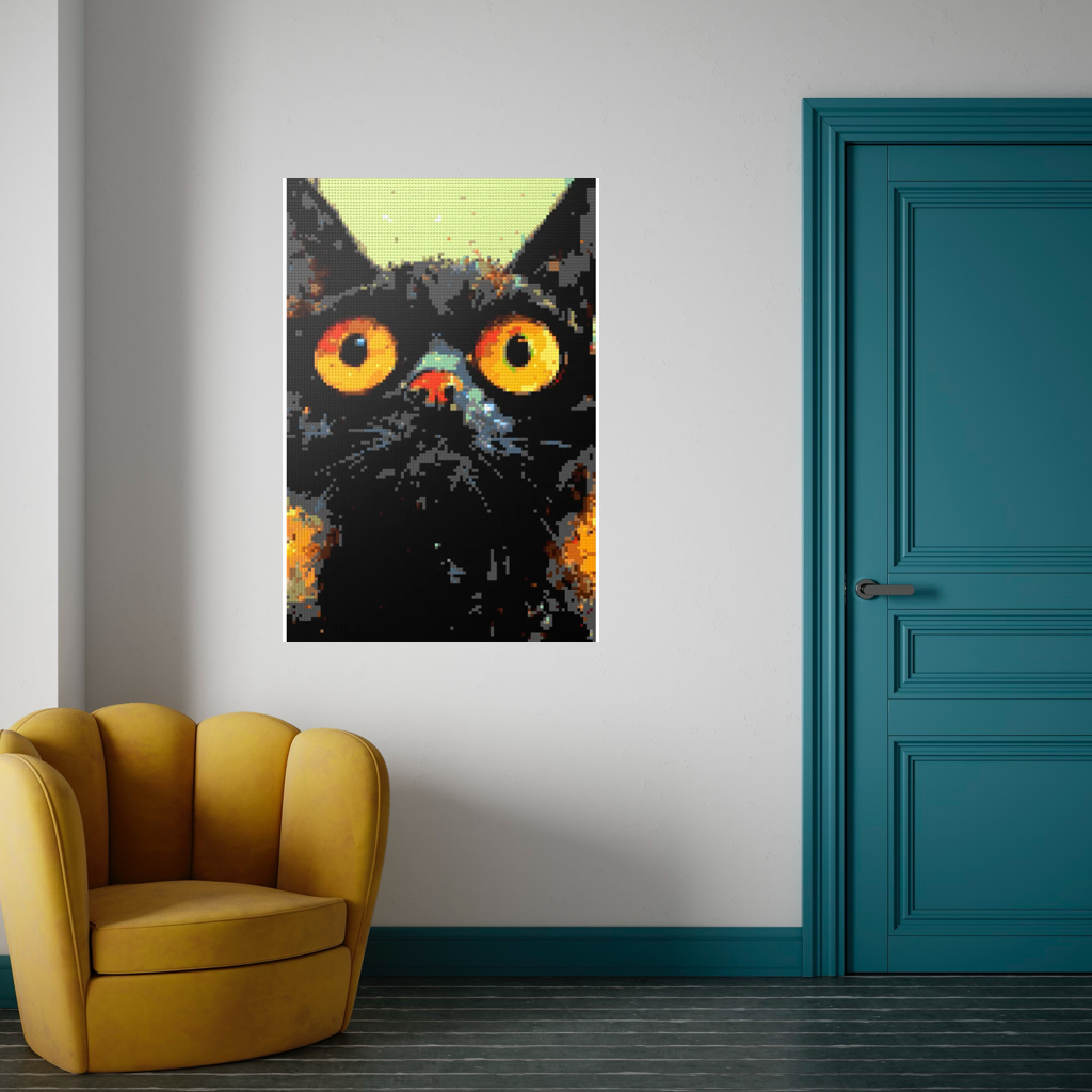 Black cat with yellow eyes