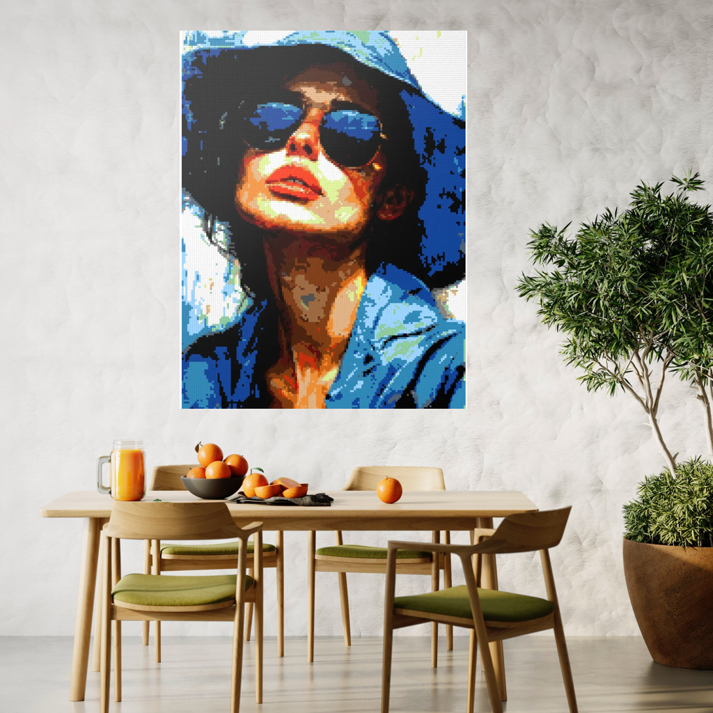 Woman in blue hat mosaic