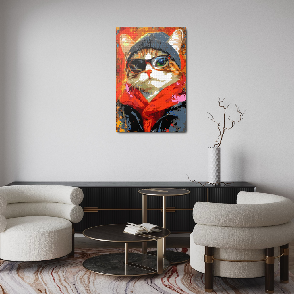 Hipster cat Oscar mosaic