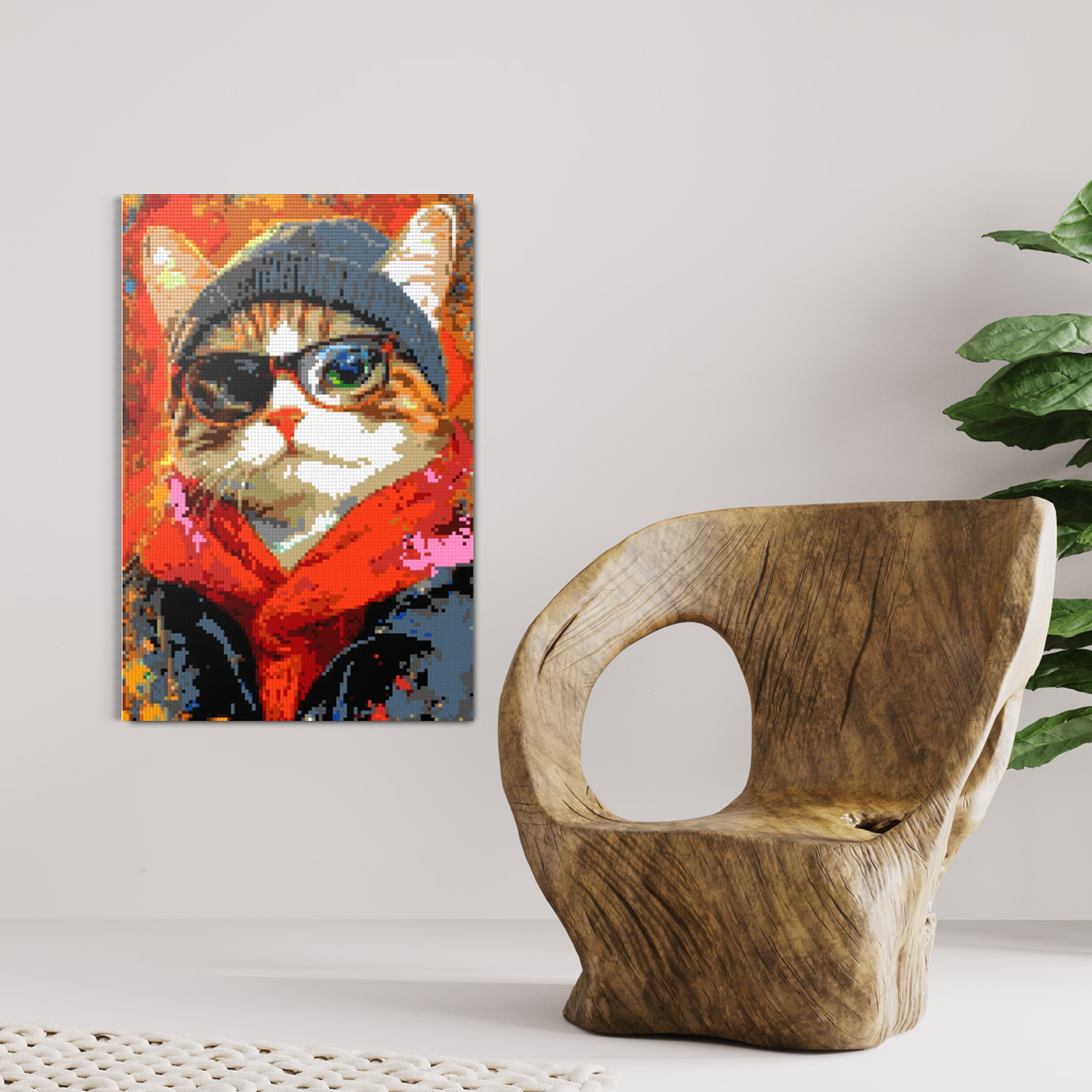 Hipster cat Oscar mosaic