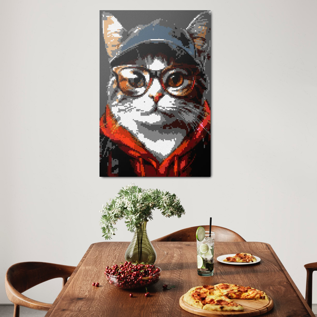 Hipster cat Charlie mosaic