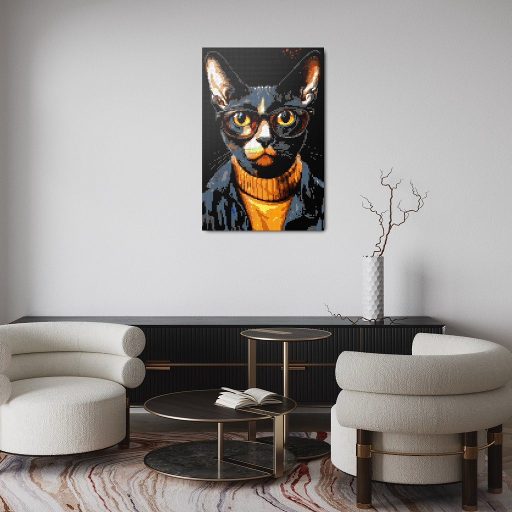 Hipster cat Loki mosaic