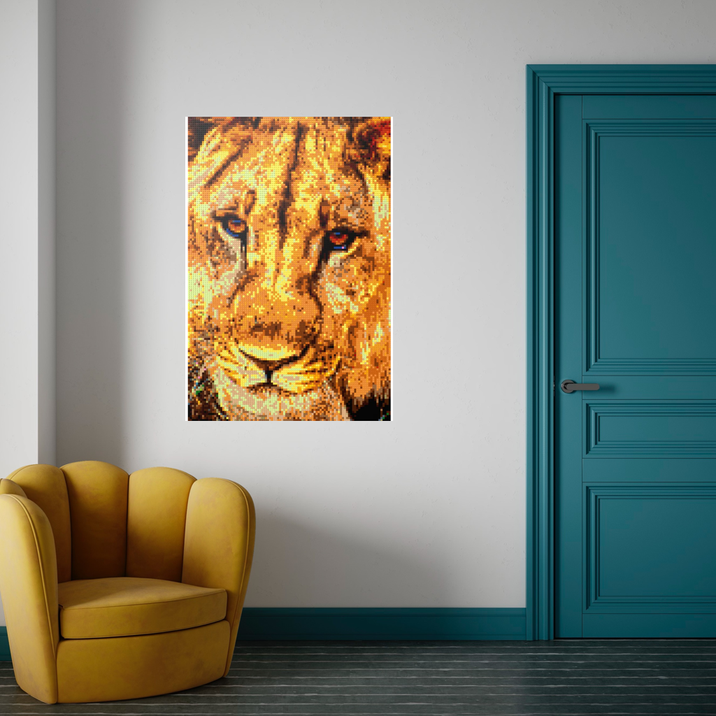 African Male Lion Closeup Portrait
