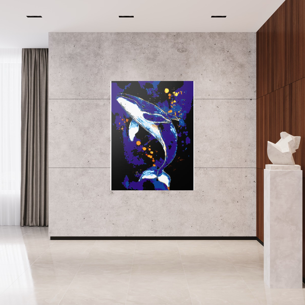 A whale in the depths of the ocean mosaic