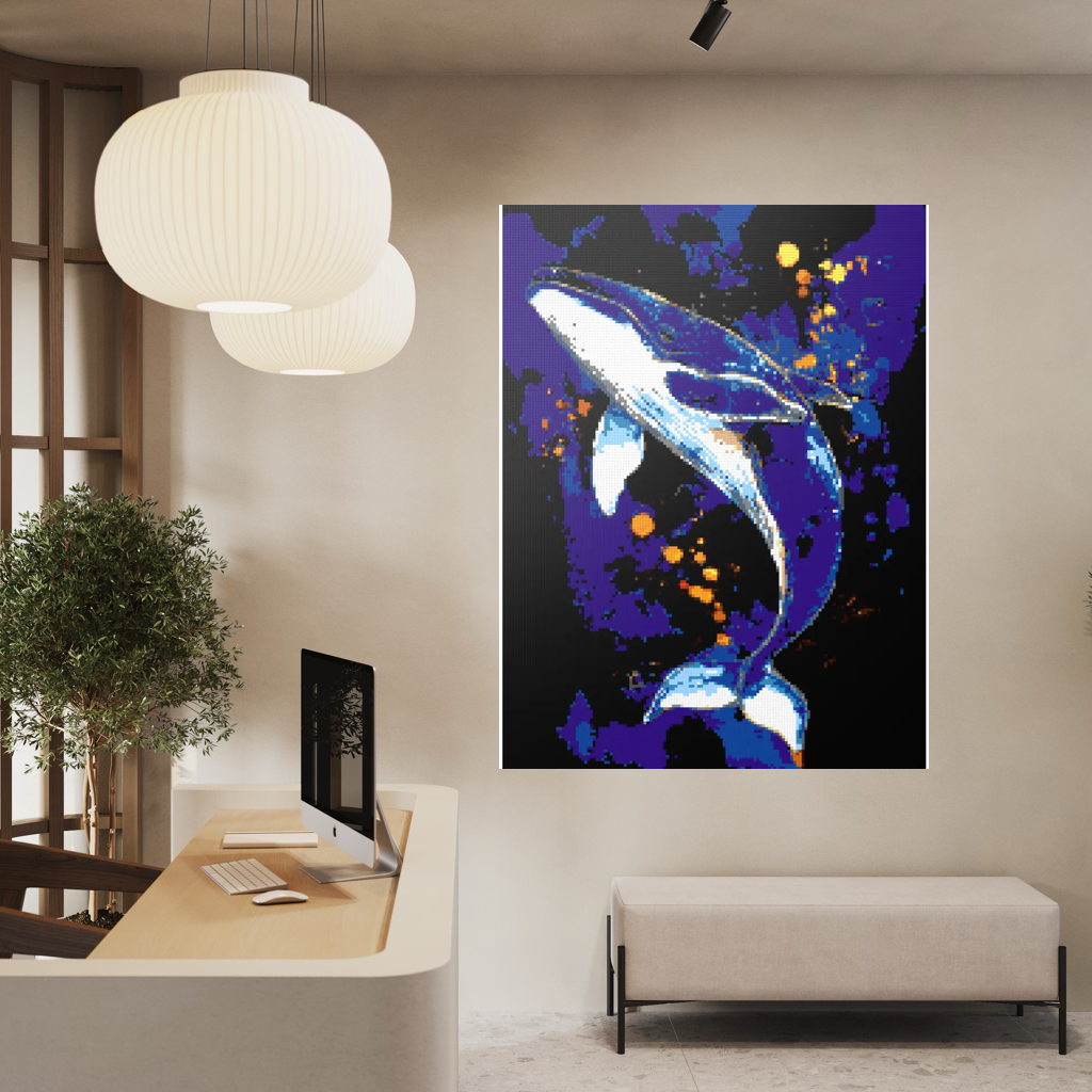 A whale in the depths of the ocean mosaic