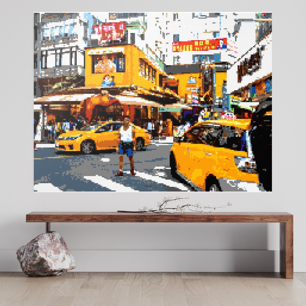 Taipei Street Scene with Taxis