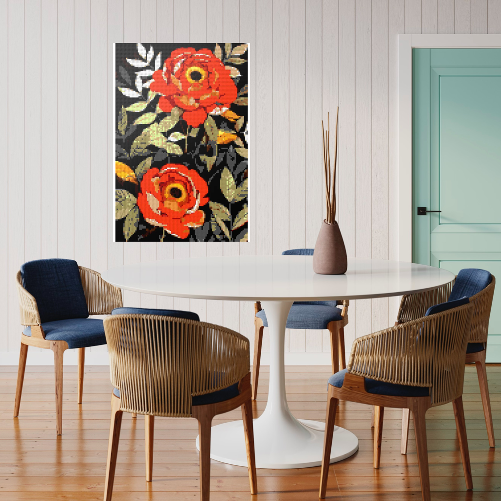Peonies nature art mosaic