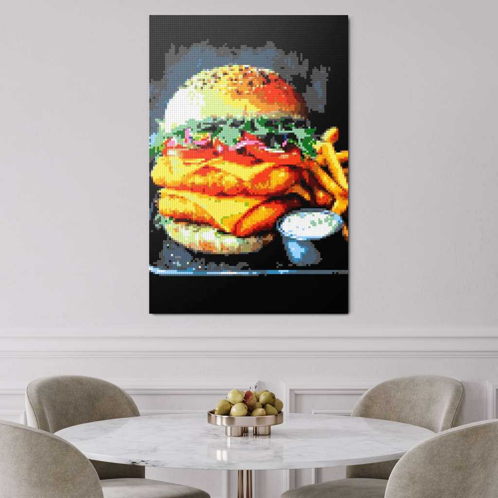 Cheesburger and fries mosaic