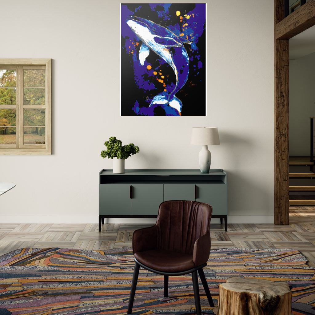 A whale in the depths of the ocean mosaic