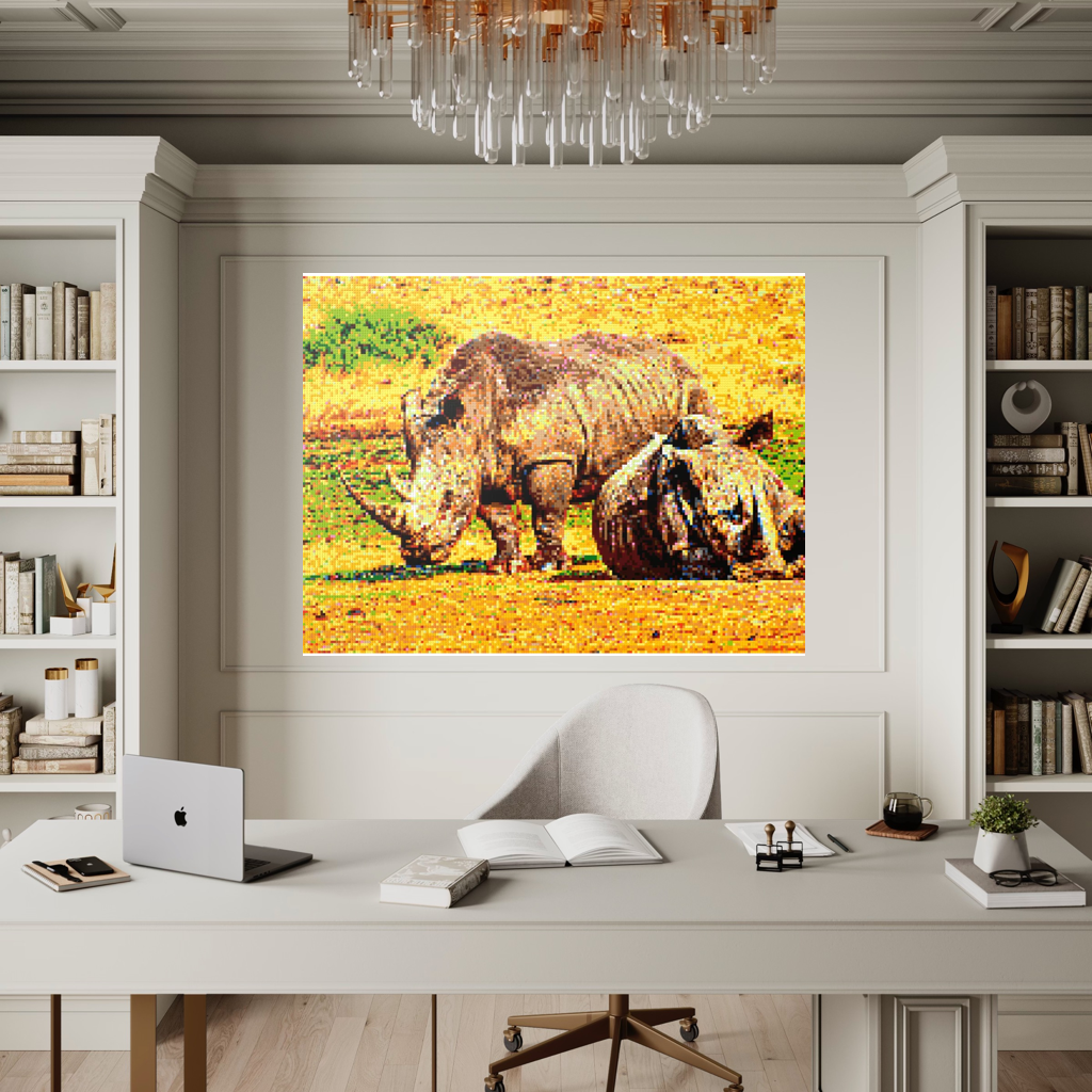 A pair of African rhinoceros in Southern Africa