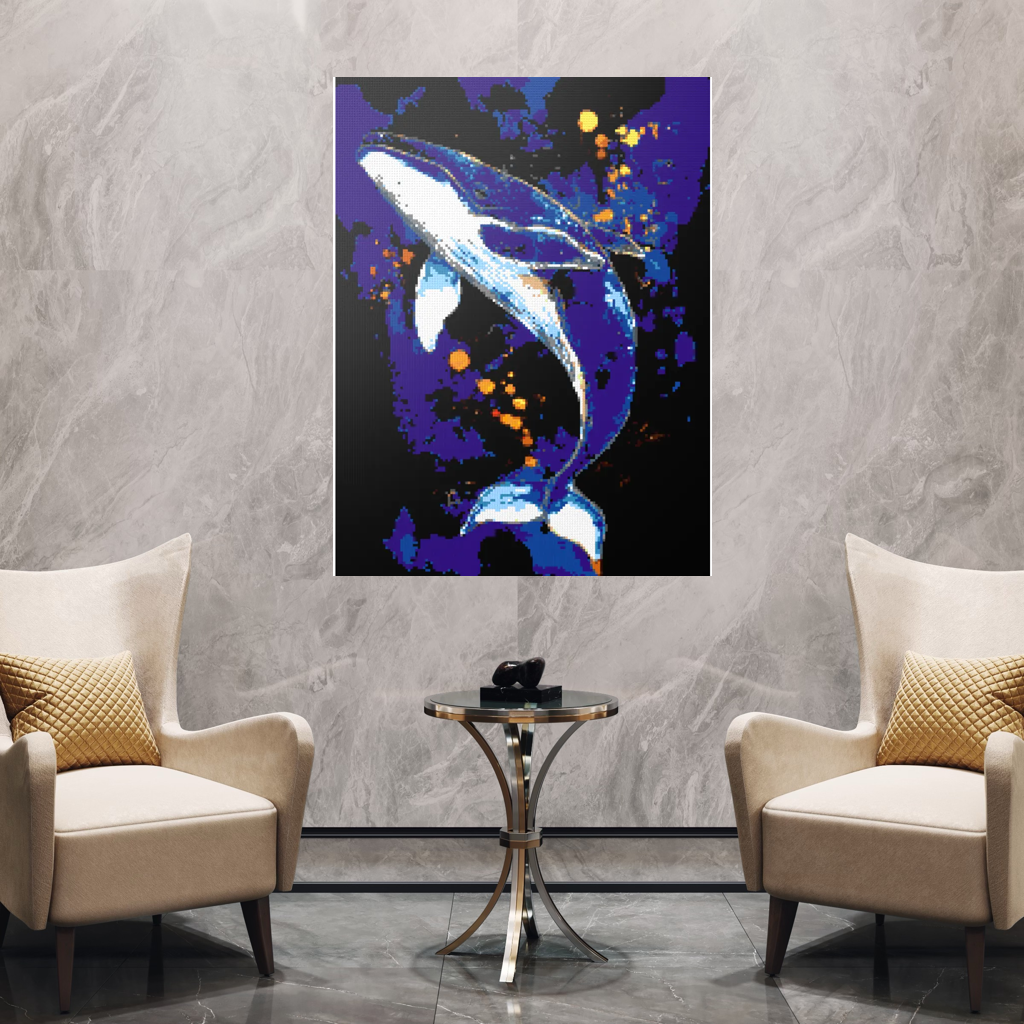 A whale in the depths of the ocean mosaic
