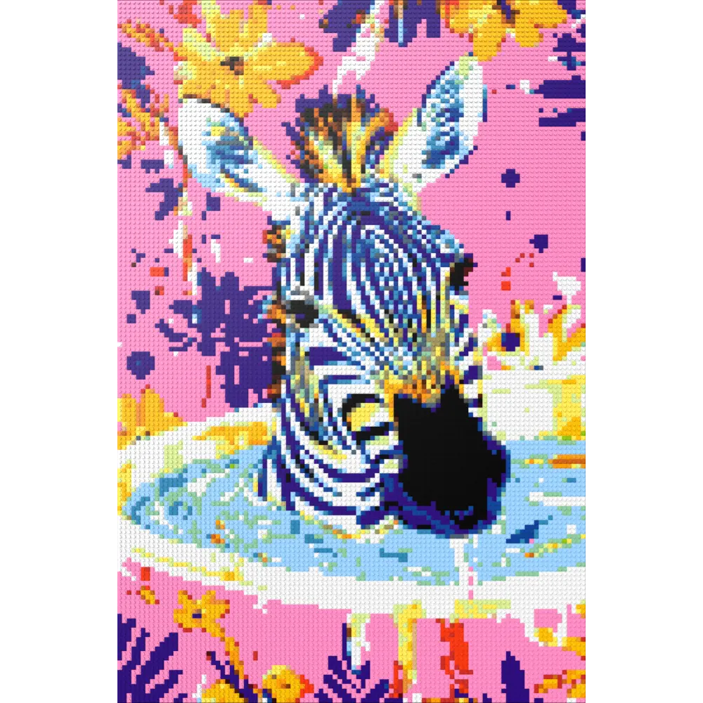 Zebra taking bath mosaic