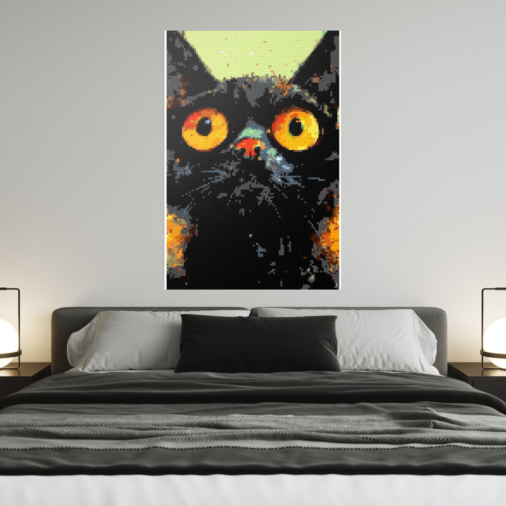 Black cat with yellow eyes