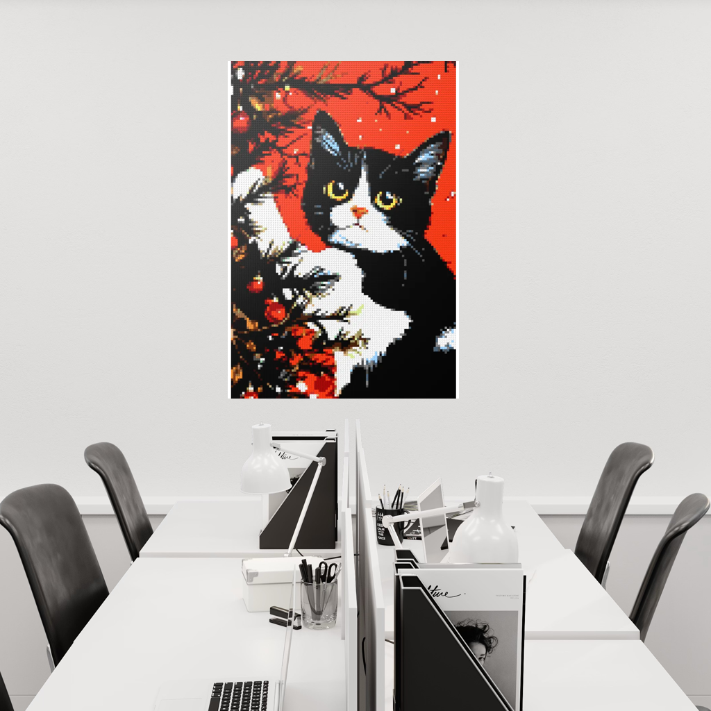 Cats love the Christmas tree mosaic