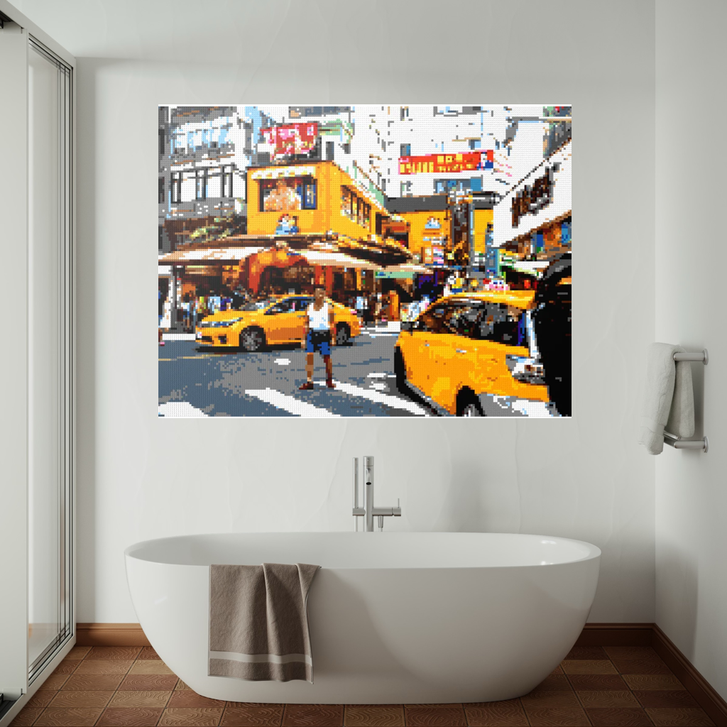 Taipei Street Scene with Taxis
