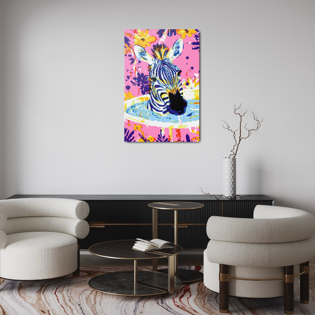 Zebra taking bath mosaic