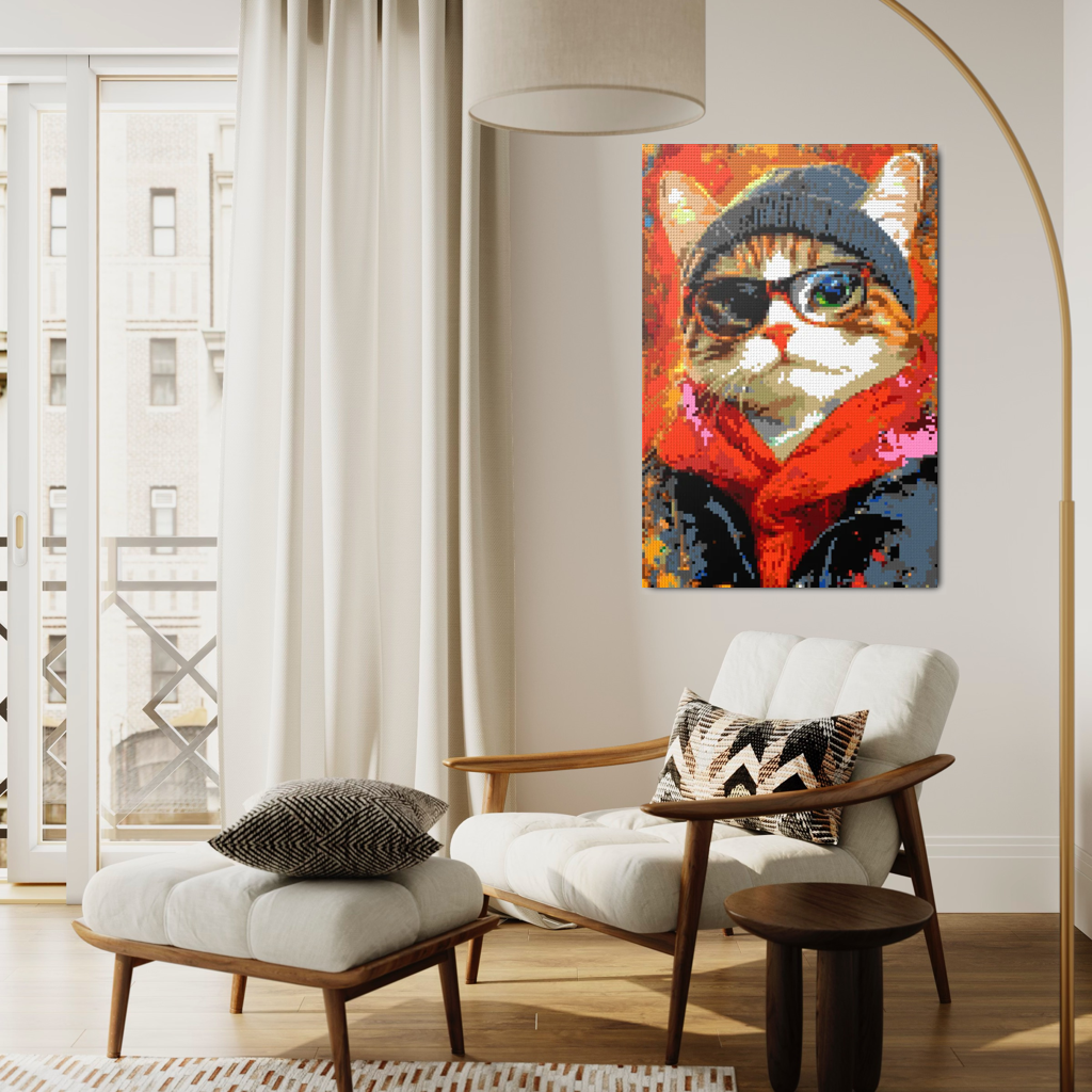 Hipster cat Oscar mosaic
