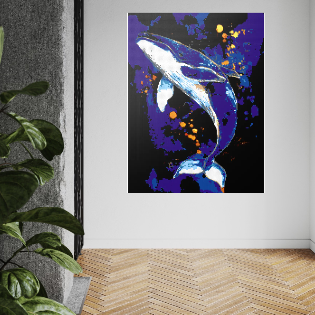 A whale in the depths of the ocean mosaic